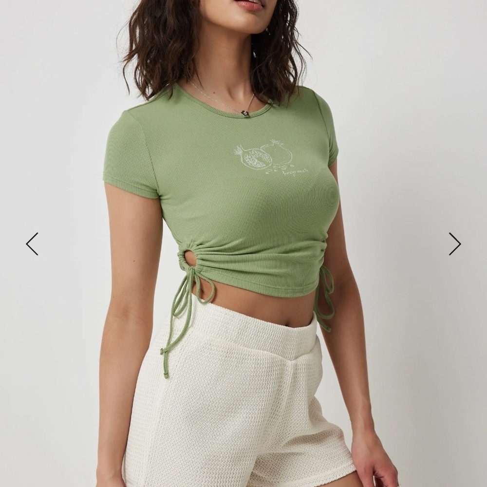 Ardene Green Ruched Crop Top